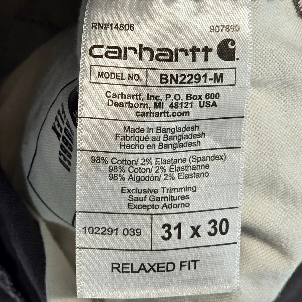 Carhartt Rugged Flex Relaxed Fit Canvas Work Pants Gray 31x30 102291 Shadow